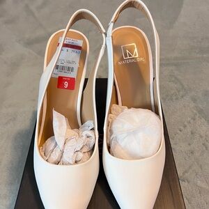 New white strap heels